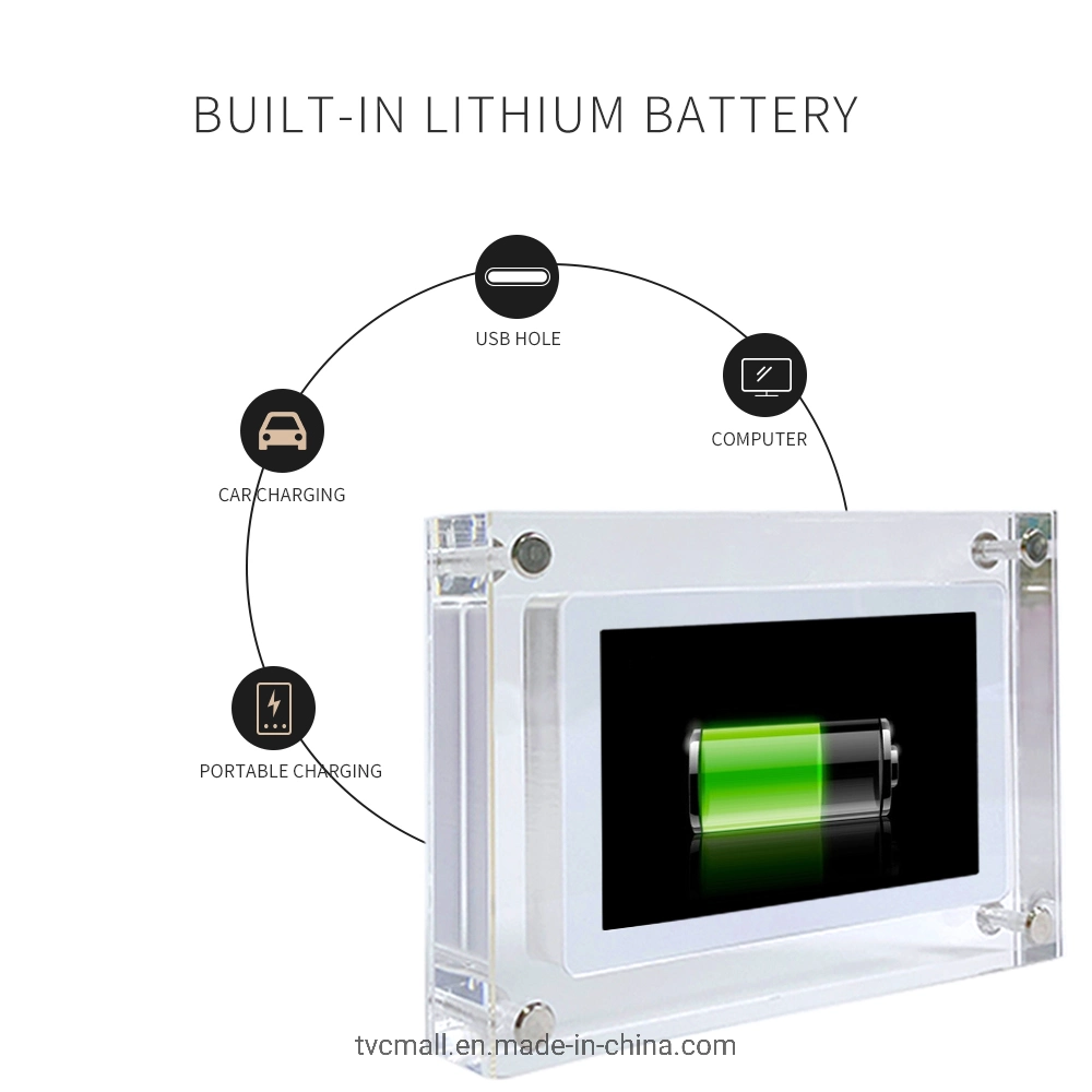 5-Inch LCD Display Acrylic Digital Photo Frame for Home, Office with 1g Internal Memory / Type-C Cable - Us Plug