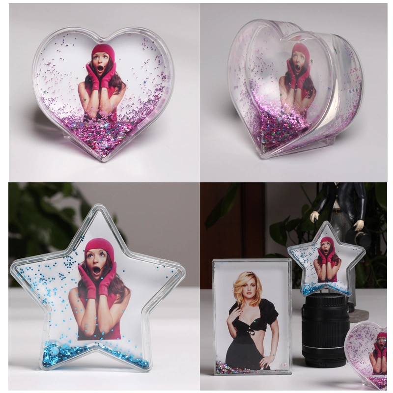 Rectangle Plastic Acrylic Water Photo Frame with Liquid Snow Globe