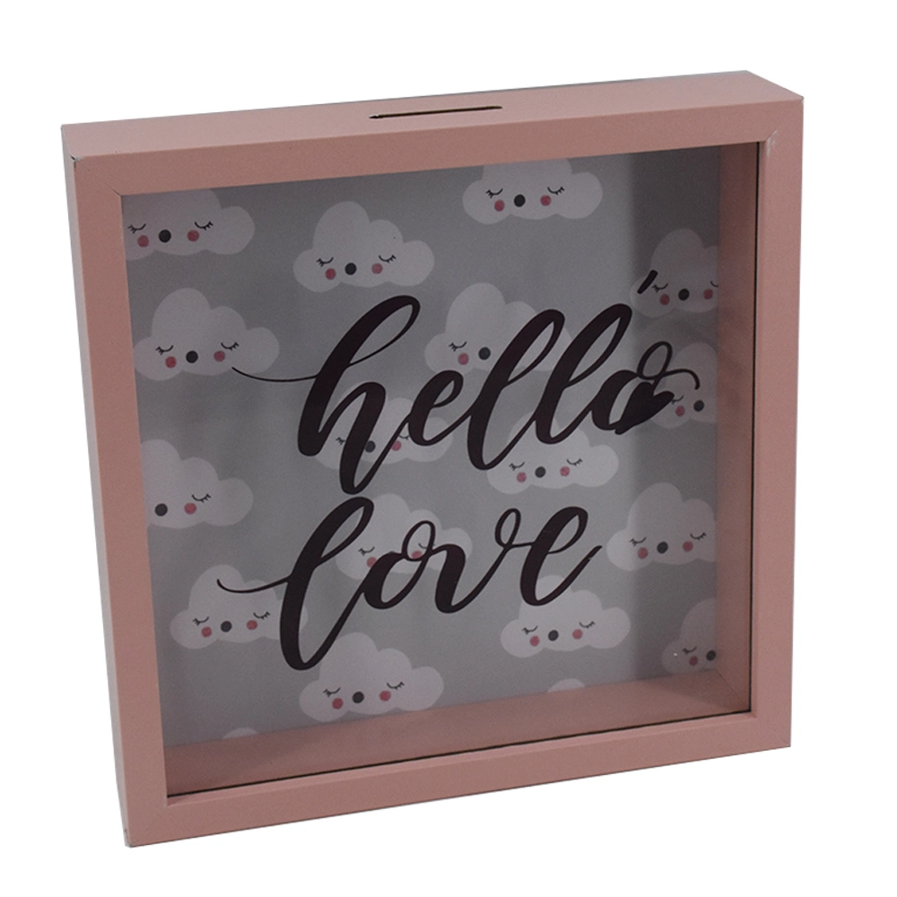 Hexagon Wooden Saving Money Box Photo Frame Piggy Bank Shadow Box